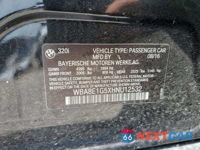 Zdjęcie 12 z 12 samochodu: 2017 BMW 320 I VIN:WBA8E1G5XHNU12532 - miniatura