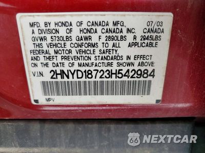 Zdjęcie 13 z 13 samochodu: 2003 ACURA MDX TOURING VIN:2HNYD18723H542984 - miniatura