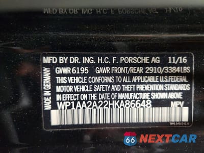 Zdjęcie 13 z 13 samochodu: 2017 PORSCHE CAYENNE VIN:WP1AA2A22HKA86648 - miniatura