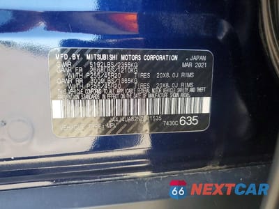 Zdjęcie 13 z 13 samochodu: 2022 MITSUBISHI OUTLANDER SE VIN:JA4J4UA82NZ011535 - miniatura
