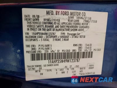 Zdjęcie 12 z 12 samochodu: 2009 FORD FOCUS SE VIN:1FAHP35N49W123787 - miniatura