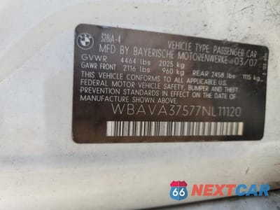 Zdjęcie 12 z 12 samochodu: 2007 BMW 328 I VIN:WBAVA37577NL11120 - miniatura