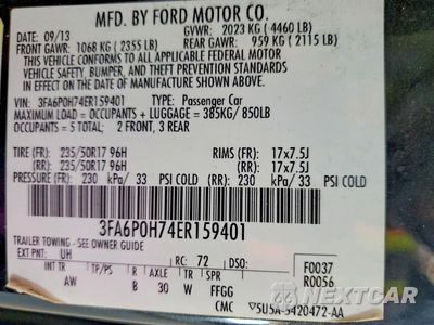Zdjęcie 23 z 24 samochodu: 2014 FORD FUSION SE VIN:3FA6P0H74ER159401 - miniatura