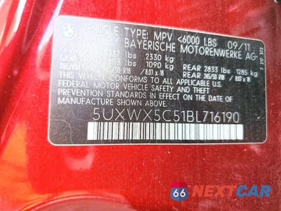 Zdjęcie 12 z 12 samochodu: 2011 BMW X3 XDRIVE28I VIN:5UXWX5C51BL716190 - miniatura