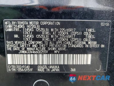 Zdjęcie 12 z 12 samochodu: 2006 TOYOTA RAV4 BASE VIN:JTMBK33V466002559 - miniatura