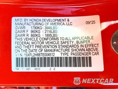 Zdjęcie 12 z 12 samochodu: 2026 HONDA CIVIC SPORT VIN:19XFL2H88TE004512 - miniatura