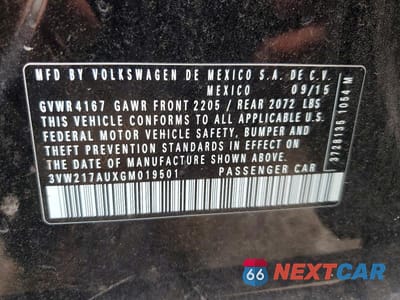 Zdjęcie 12 z 12 samochodu: 2016 VOLKSWAGEN GOLF S VIN:3VW217AUXGM019501 - miniatura