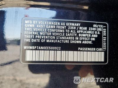 Zdjęcie 12 z 12 samochodu: 2014 VOLKSWAGEN CC SPORT VIN:WVWBP7AN0EE500922 - miniatura