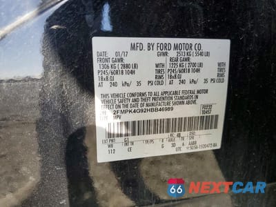 Zdjęcie 12 z 12 samochodu: 2017 FORD EDGE SE VIN:2FMPK4G92HBB46989 - miniatura