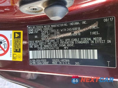 Zdjęcie 13 z 13 samochodu: 2017 TOYOTA HIGHLANDER LE VIN:5TDBZRFH7HS467148 - miniatura