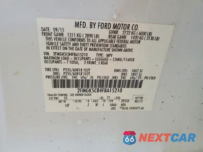 Zdjęcie 13 z 13 samochodu: 2015 FORD FLEX SEL VIN:2FMGK5C84FBA15210 - miniatura