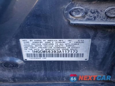 Zdjęcie 12 z 12 samochodu: 2003 HONDA ACCORD LX VIN:1HGCM56393A117172 - miniatura