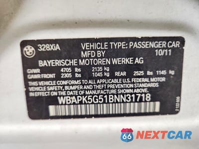 Zdjęcie 12 z 12 samochodu: 2011 BMW 328 XI SULEV VIN:WBAPK5G51BNN31718 - miniatura