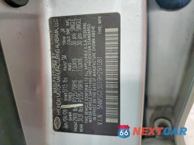 Zdjęcie 13 z 13 samochodu: 2009 HYUNDAI SANTA FE GLS VIN:5NMSG13D19H291081 - miniatura