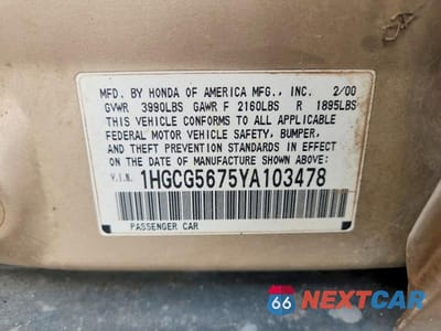 Zdjęcie 12 z 12 samochodu: 2000 HONDA ACCORD SE VIN:1HGCG5675YA103478 - miniatura