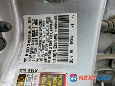 Zdjęcie 12 z 12 samochodu: 2006 HONDA CIVIC LX VIN:1HGFA16586L153296 - miniatura