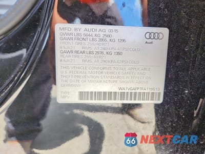 Zdjęcie 13 z 13 samochodu: 2015 AUDI SQ5 PRESTIGE VIN:WA1VGAFP7FA119513 - miniatura