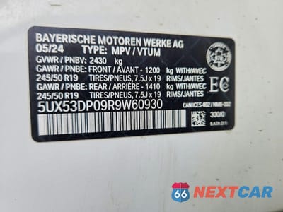 Zdjęcie 14 z 14 samochodu: 2024 BMW X3 XDRIVE30I VIN:5UX53DP09R9W60930 - miniatura