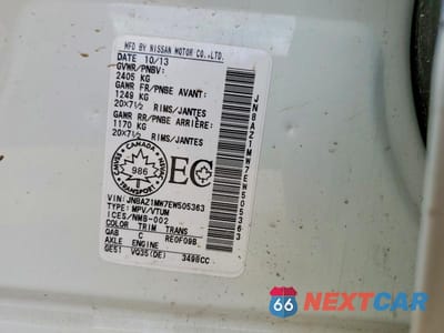 Zdjęcie 13 z 13 samochodu: 2014 NISSAN MURANO S VIN:JN8AZ1MW7EW505363 - miniatura