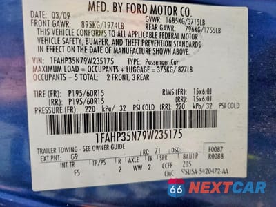 Zdjęcie 12 z 12 samochodu: 2009 FORD FOCUS SE VIN:1FAHP35N79W235175 - miniatura