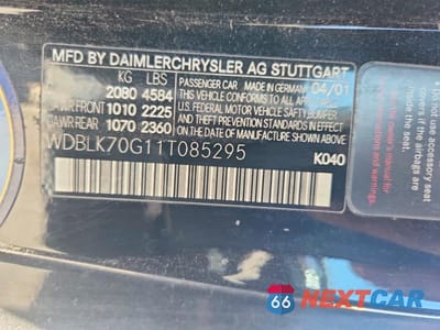 Zdjęcie 12 z 12 samochodu: 2001 MERCEDES-BENZ CLK 430 VIN:WDBLK70G11T085295 - miniatura