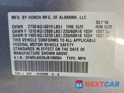 Zdjęcie 13 z 13 samochodu: 2018 HONDA ODYSSEY LX VIN:5FNRL6H26JB100064 - miniatura