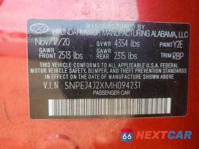 Zdjęcie 12 z 12 samochodu: 2021 HYUNDAI SONATA SEL PLUS VIN:5NPEJ4J2XMH094231 - miniatura