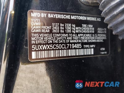 Zdjęcie 12 z 12 samochodu: 2012 BMW X3 XDRIVE28I VIN:5UXWX5C50CL719485 - miniatura