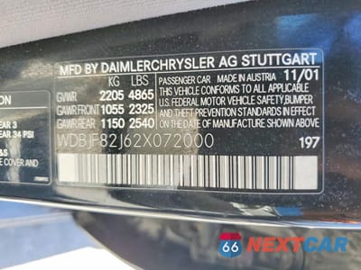 Zdjęcie 12 z 12 samochodu: 2002 MERCEDES-BENZ E 320 4MATIC VIN:WDBJF82J62X072000 - miniatura