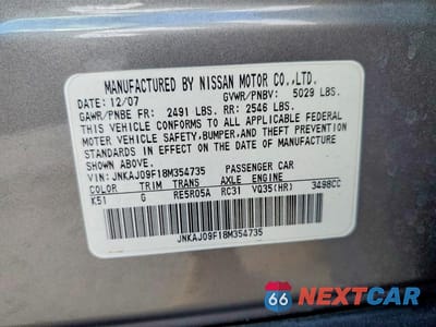 Zdjęcie 14 z 14 samochodu: 2008 INFINITI EX35 BASE VIN:JNKAJ09F18M354735 - miniatura