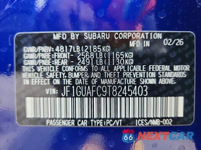 Zdjęcie 13 z 13 samochodu: 2026 SUBARU IMPREZA SPORT VIN:JF1GUAFC9T8245403 - miniatura