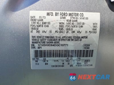 Zdjęcie 14 z 14 samochodu: 2013 FORD EXPLORER XLT VIN:1FM5K8D84DGC10771 - miniatura
