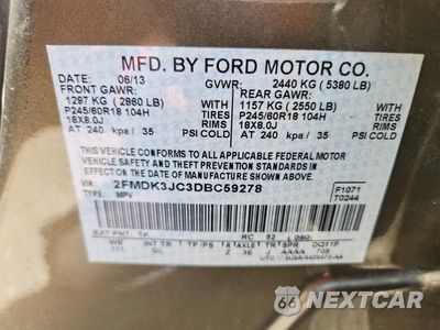 Zdjęcie 13 z 13 samochodu: 2013 FORD EDGE SEL VIN:2FMDK3JC3DBC59278 - miniatura