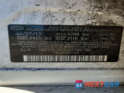Zdjęcie 12 z 12 samochodu: 2013 HYUNDAI SONATA GLS VIN:5NPEB4AC6DH785780 - miniatura