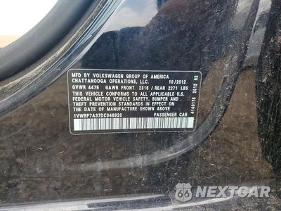 Zdjęcie 12 z 12 samochodu: 2013 VOLKSWAGEN PASSAT SE VIN:1VWBP7A37DC046920 - miniatura