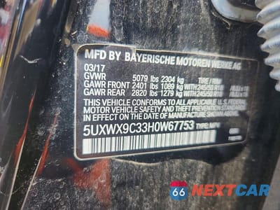 Zdjęcie 12 z 12 samochodu: 2017 BMW X3 XDRIVE28I VIN:5UXWX9C33H0W67753 - miniatura