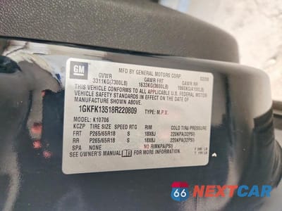 Zdjęcie 13 z 13 samochodu: 2008 GMC YUKON HYBRID VIN:1GKFK13518R220809 - miniatura