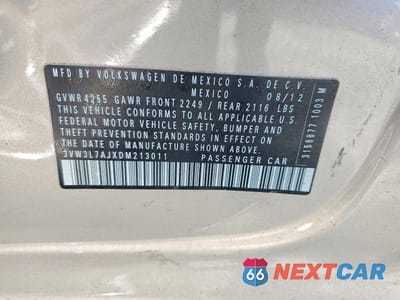 Zdjęcie 12 z 12 samochodu: 2013 VOLKSWAGEN JETTA TDI VIN:3VW3L7AJXDM213011 - miniatura