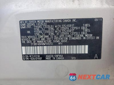 Zdjęcie 13 z 13 samochodu: 2011 TOYOTA RAV4 BASE VIN:2T3BF4DV4BW149255 - miniatura