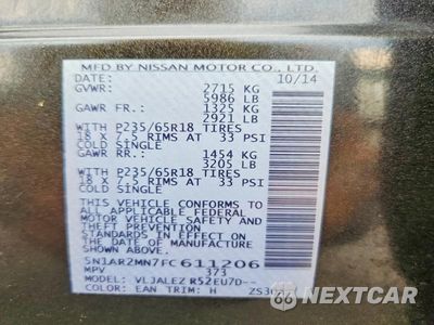 Zdjęcie 13 z 13 samochodu: 2015 NISSAN PATHFINDER SV VIN:5N1AR2MN7FC611206 - miniatura