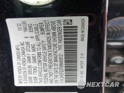 Zdjęcie 13 z 13 samochodu: 2022 HONDA CIVIC SPORT VIN:2HGFE2F56NH608121 - miniatura