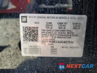 Zdjęcie 12 z 12 samochodu: 2018 CHEVROLET SILVERADO K1500 LT VIN:3GCUKREC6JG437534 - miniatura