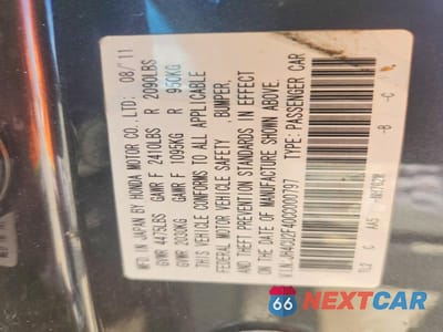 Zdjęcie 12 z 12 samochodu: 2012 ACURA TSX VIN:JH4CU2F40CC000797 - miniatura