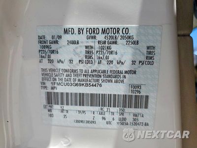 Zdjęcie 13 z 13 samochodu: 2009 FORD ESCAPE XLT VIN:1FMCU03G69KB54476 - miniatura