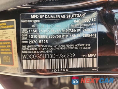 Zdjęcie 12 z 12 samochodu: 2013 MERCEDES-BENZ GLK 350 VIN:WDCGG5HB8DF986209 - miniatura