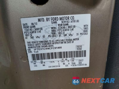 Zdjęcie 12 z 12 samochodu: 2012 FORD F150 SUPER CAB VIN:1FTEX1CM4CFC91495 - miniatura