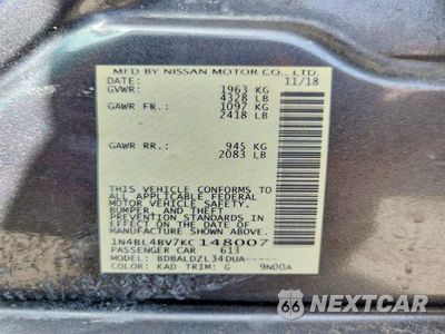Zdjęcie 13 z 13 samochodu: 2019 NISSAN ALTIMA S VIN:1N4BL4BV7KC148007 - miniatura