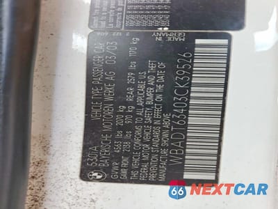 Zdjęcie 12 z 12 samochodu: 2003 BMW 530 I AUTOMATIC VIN:WBADT63403CK39526 - miniatura