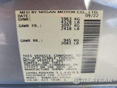 Zdjęcie 12 z 12 samochodu: 2023 NISSAN ALTIMA SV VIN:1N4BL4DVXPN314691 - miniatura
