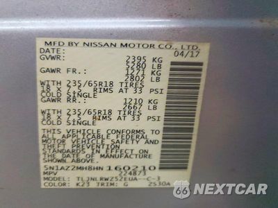 Zdjęcie 14 z 14 samochodu: 2017 NISSAN MURANO SL VIN:5N1AZ2MH8HN160210 - miniatura